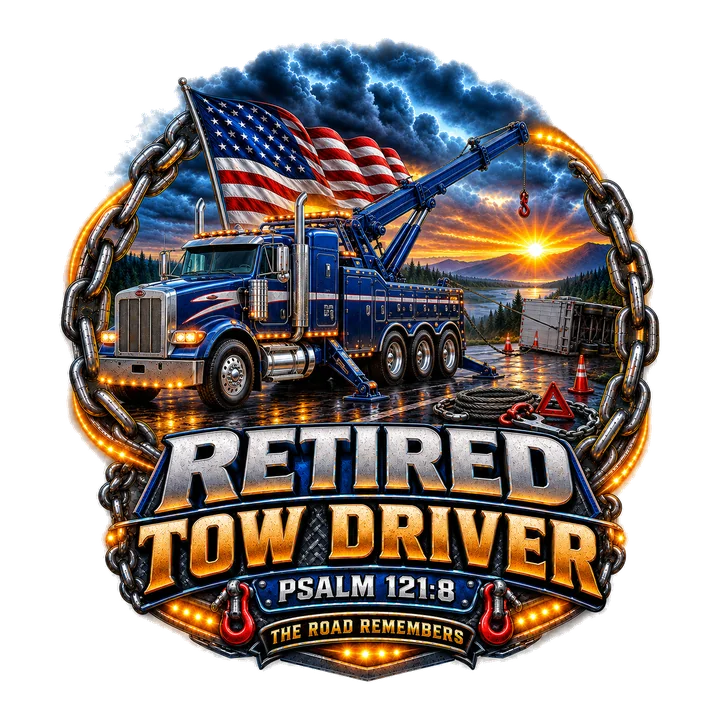 Retired Tow Driver Tribute Shirt front design