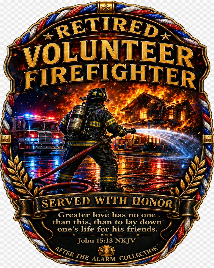 Retired Volunteer Firefighter Tribute Shirt full back design